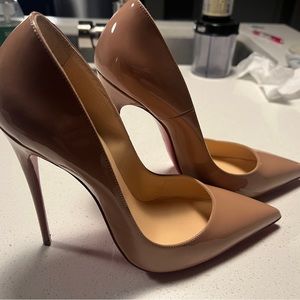 Christian Louboutin nude So Kate 120mm patent stiletto, size 39.5, preowned